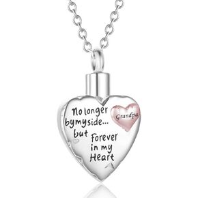 Heart Cremation Urn Necklace for Ashes Stainless Steel Cremation Jewelry for Family Members, Dad Mom Grandpa Grandma Daughter Son Wife Husband Nana Papa Keepsake Memorial Jewelry for Ashes Locket