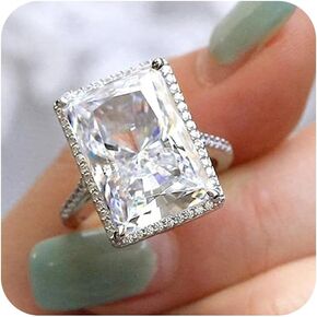 RKKOJJO 925 Sterling Silver Shiny Full Diamond Ring Cubic Zirconia Cocktail Rings CZ Diamond Ring Eternity Engagement Wedding Band Ring for Women Size 8