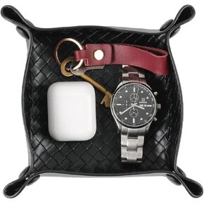 صينية تخزين من جلد البولي يوريثان، منظم تخزين سطح المكتب، طبق سفر للمجوهرات، محفظة مفاتيح، ساعة عملات معدنية (10-بيج-1 قطعة) in Kuwait