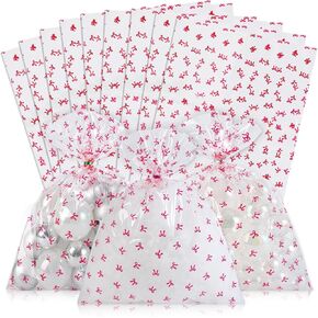 Docvania Cello Cellophane Treat Gift Bags Clear Bear Cookie Bags 100 pcs 5 X 11 Goodie Bag with Ties for Mother's Day, Valentine's Day and Parties, Weddings