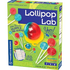 Thames & Kosmos Lollipop Lab | STEM Experiment & Activity Kit | Make Yummy Red Cherry and Blue Raspberry Lollipops & Ring Lollipops! | Explore Chemistry & Math | Includes Real Candy Thermometer