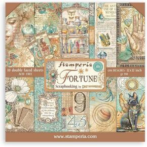 Stamperia Amethyst Fortune Double-Sided Scrapbook Paper, 12x12 inches, 10 Sheets, 20 Designs, Acid Free