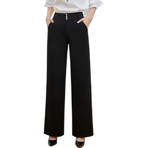 Double Plus Open Womens Straigh Leg Flare Wide Leg Bell Bottom Dress Pants with Pockets