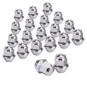 20PCS M14x1.5 Large Acorn Seat Wheel Lug Nuts, One-Piece Closed End, Compatible with Grand Cherokee, Wrangler, Mustang, Camaro, RAM 1500, Chrome