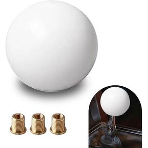 1 PC Car 2.17" Spherical Shift Knobs, Smooth and Comfortable Grip Shift Lever Head, Acrylic Rust-Proof Manual Gear Shift Knob Head with 3 Threaded Adapter, Universal for Cars (White)