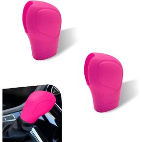 2 PCS Car Shift Knob Cover, Flexible Silicone Anti-Scratch Protective Cover for All Seasons, Anti-Slip Easy-Grip Trim with Side Opening, Universal for Automatic Transmission Cars (Pink) in Saudi Arabia