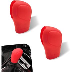 2 PCS Car Shift Knob Cover, Flexible Silicone Anti-Scratch Protective Cover for All Seasons, Anti-Slip Easy-Grip Trim with Side Opening, Universal for Automatic Transmission Cars (Pink)