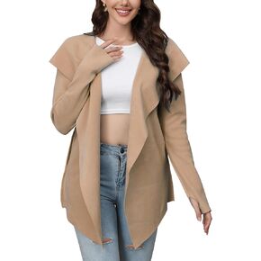 Womens Long Sleeve Hooded Cardigan Sweaters 2024 Fall Oversized Casual Knit Knit Open Front Sweater Coat Pockets