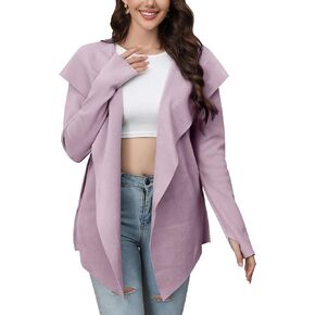 Womens Long Sleeve Hooded Cardigan Sweaters 2024 Fall Oversized Casual Knit Knit Open Front Sweater Coat Pockets