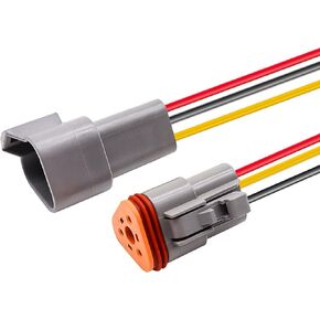 HiSport ST9028 2 Pin DT Connectors Waterproof Kit 2 Pin Female Wiring Harness Waterproof Connector Compatible With LED Light Bar Work Light Replacement 1 Set
