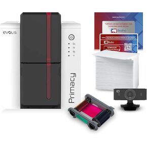 Bodno Evolis Primacy 2 Single Sided ID Card Printer & Complete Supplies Package Bronze Edition ID Software