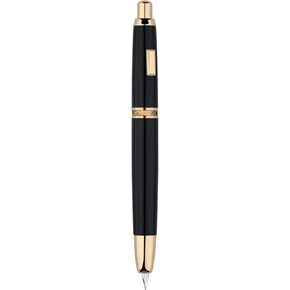 Majohn A1 Retractable Fountain Pen Extra Fine Nib with Box, Black Grid Press Pen with Converter for Writing (With Clip Version)