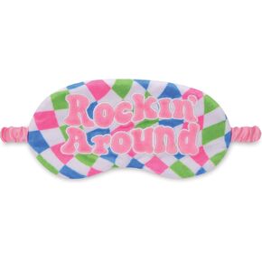 iscream Holiday Cheer Satin-Lined Embroidered Fleece Sleep Mask - Pink Penguin