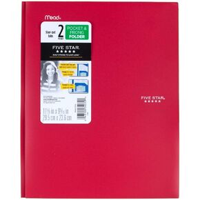 Plastic Folder with Prongs 2 Pockets (RED)