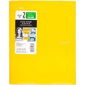 Plastic Folder with 3 Prongs 2 Pockets, Size 11.62 '' X 9.5'' Sheet Capacity 150 (Yellow)
