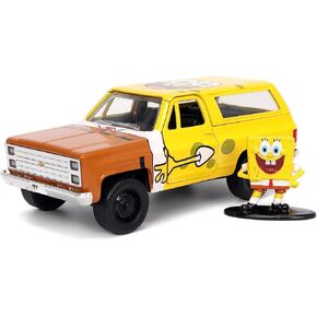 Jada Toys Spongebob Squarepants 1:32 1980 Chevy Blazer K5 Die-cast Car and 1.65" Spongebob Figure, Toys for Kids and Adults, 31798 , Yellow