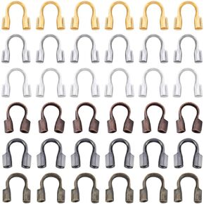 1 Box 1200Pcs 6 Colors Wire Guardians Thread Wire Guard Brass Protector Loop U Shape Protective Tube Wire Guardian Loop Findings for Earring Bracelet Necklace Jewelry DIY Beading Craft Making