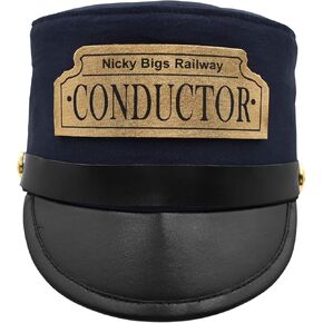 قبعة Nicky Bigs Novelties للأطفال، قبعة قائد البحرية الفاخرة باللون الأزرق الداكن، زي مهندس القطار التظاهري، مقاس قابل للتعديل