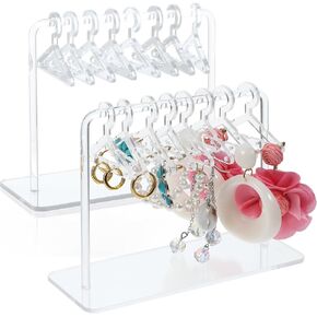 2Sets Arcylic Earring Holder Organizer, Cute Earring Hanging Stands Unique Small Earring Display Hanger Rack for Retail Show Personal Exhibition 4.6x5.9inch (Clear)