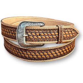DANIEL'S ARTPLANET Western Belt for Men Full Grain One Piece Leather With Buckle Engraved Handmade Tooled 1.5"