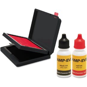 Trodat Two-Color Stamp Pad with Ink Refill, 4" x 2.38", Red/Black