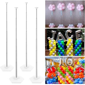 YALLOVE Heavy Duty Metal Balloon Column Stand Kit, Set of 2, 80 Inch Height Adjustable Balloon Tower Holder for Indoor and Outdoor Event and Party Decoration, Easy Assemble and Disassemble