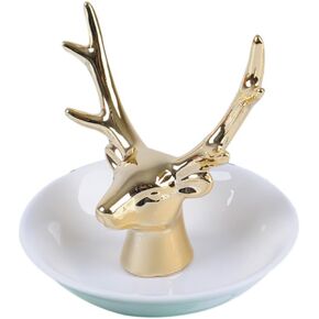 Jewelry Tray, Gold Ceramic Decorative Deer, Ring Dish Holder, Jewelry Organizer, Home Gifts for Women
