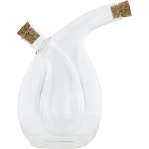 Clear Handblown Glass Two in One Oil & Vinegar Cruet with Cork Stoppers