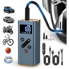 Tire Inflator Portable Air Compressor 12V DC Alloy Shell 150PSI Max Automatic Shut Off Air Pump with Digital Pressure Gauge Smart Pump Tire Inflator for Car, Motorcycle, Bicycle (Silver)