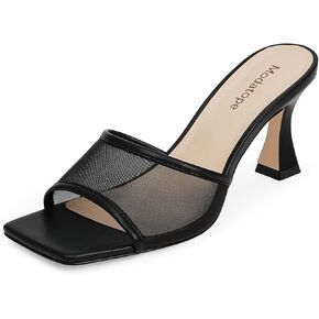 Modatope Womens Heeled Sandals Open Square Toe Heels Chunky Block Heel Slip On Sandals for Women