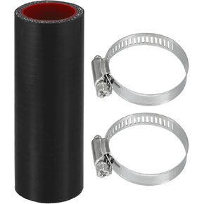 X AUTOHAUX 1 Set 28mm 1.10" ID 100mm 3.94" Length 0 Degree Black Red Car Silicone Hose with Clamps Coolant Hose Universal