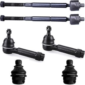 Front Inner and Outer Tie Rod End + Lower Ball Joint FITS for 2007-2012 Dodge Caliber, for 2007-2017 Jeep Compass Patriot, K500063 ES800408 EV80645 Front Suspension Tie Rods Lower Ball Joint- 6pc Set