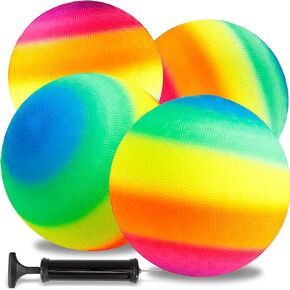 Rainbow Playground Balls with 1 Black Hand Pump