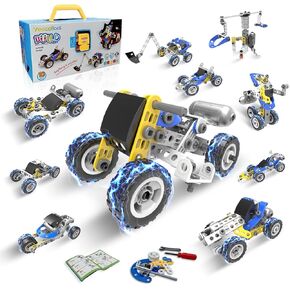STEM Toys for 5 6 7 8+ Year Old Boy,10 in 1 Electric Building Toys for Kids Ages 4-8 5-7 6-8, Educational Racing Construction Science Kit for Boys 4-6 8-10, Creative Activities Birthday Easter Gift