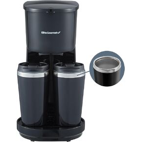 Elite Gourmet EHC208RS Personal Single-Serve Compact Capsule Coffee Maker Brewer, Compatible with K-Cups and Grounds, Reusable Filter, 16 Ounce, Black