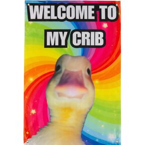 GyroStriker “Welcome to My Crib" Duck Poster, Swirling Background, 2x3 Feet Dorm Tapestry, Premium Quality, Damage-Free Hanging Clip