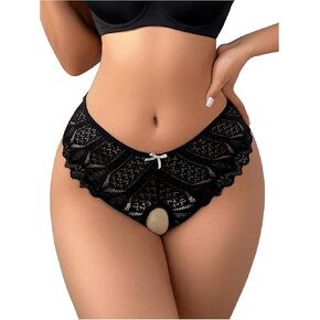 SOLY HUX Women's Lace Panties Underwear Criss Cross Cut Out Back Brief Panty