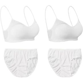 Women’s Disposable Panties and Bras for Business Trip Travel Hotel Spa Hospital Stays Tanning, Waxing, Spa Treatments, and Salon Services Panties and bras White(4pcs/pk)