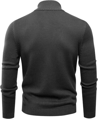 Les umes Mens Quarter Zip Sweater Cotton Mock Neck Pullover Sweaters Warm Long Sleeve Cable Knitted Jumper in Kuwait