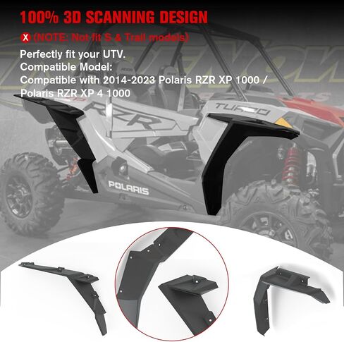 Wider Extended Front & Rear Fender Flares Mud Flaps for Polaris RZR XP/XP 4 1000 2014-2023, Durable Exterior Accessories, 4Pcs in Saudi Arabia