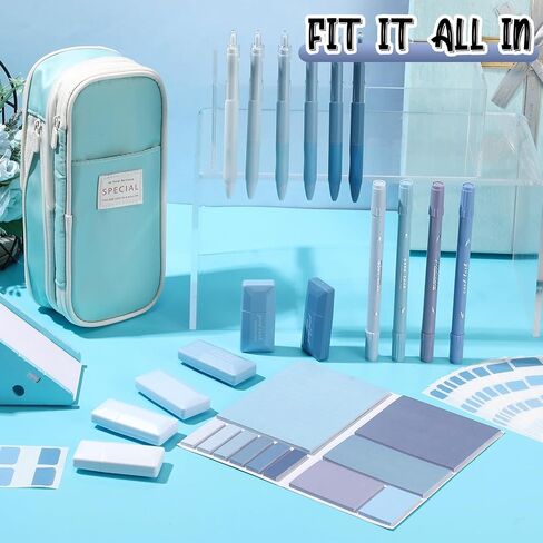 Janlaugh 38 Pcs Aesthetic College School Supplies with Pen Case Sticky Notes Gel Pens Highlighters Correction Tapes Back to School Stationery Kit(Green Color,Classic) in Saudi Arabia