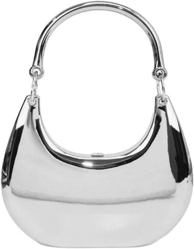 Women Acrylic Clutch Purses Unique Moon Shaped Evening Bag Metallic Acrylic Top Handle Handbag for Wedding Party Prom in Saudi Arabia