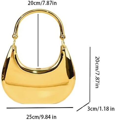 Women Acrylic Clutch Purses Unique Moon Shaped Evening Bag Metallic Acrylic Top Handle Handbag for Wedding Party Prom in Saudi Arabia