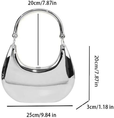 Women Acrylic Clutch Purses Unique Moon Shaped Evening Bag Metallic Acrylic Top Handle Handbag for Wedding Party Prom in Saudi Arabia