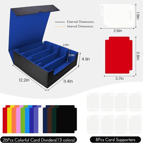 Tuzuaol 3000+ MTG Card Storage Box Trading Card Storage Box with Dividers, Magic Card Storage Box 4 Row, Trading Card Game Case for Sport Card (Black Gary) in Saudi Arabia