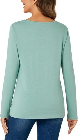 Vrtige Women's Casual V Neck Twist Front Long Sleeve Shirt Tunic Top Blouse in Saudi Arabia