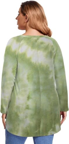 MONNURO Women's Plus Size Tie Dye Sweatshirts Long Sleeve Fall Tops Crewneck Casual Loose Tunic Shirts with Pockets in Kuwait
