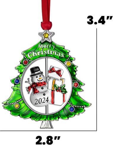 Christmas Tree Ornament Metal Silver Hanging Rotatable Design Charm Holiday Decorative Pendant Gift Keepsake (Snowman 2024) in Saudi Arabia