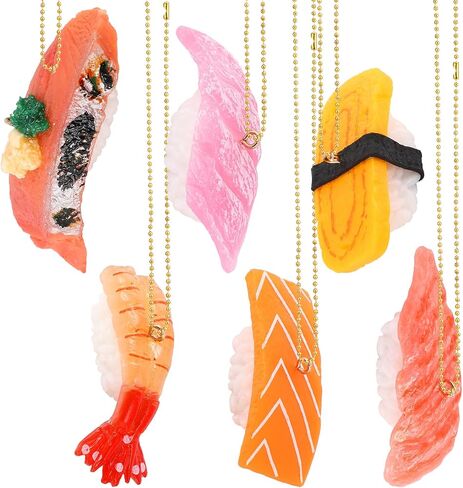 Sotiff 6 Pcs Xmas Sushi Ornaments Sushi Christmas Ornaments Resin Funny Sushi Roll Ornament Cute Sushi Decorative Hanging Ornaments for Home Christmas Party Decorations, 1.58 x 0.98 Inch(Classic) in Kuwait