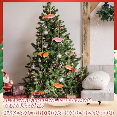 Sotiff 6 Pcs Xmas Sushi Ornaments Sushi Christmas Ornaments Resin Funny Sushi Roll Ornament Cute Sushi Decorative Hanging Ornaments for Home Christmas Party Decorations, 1.58 x 0.98 Inch(Classic) in Kuwait
